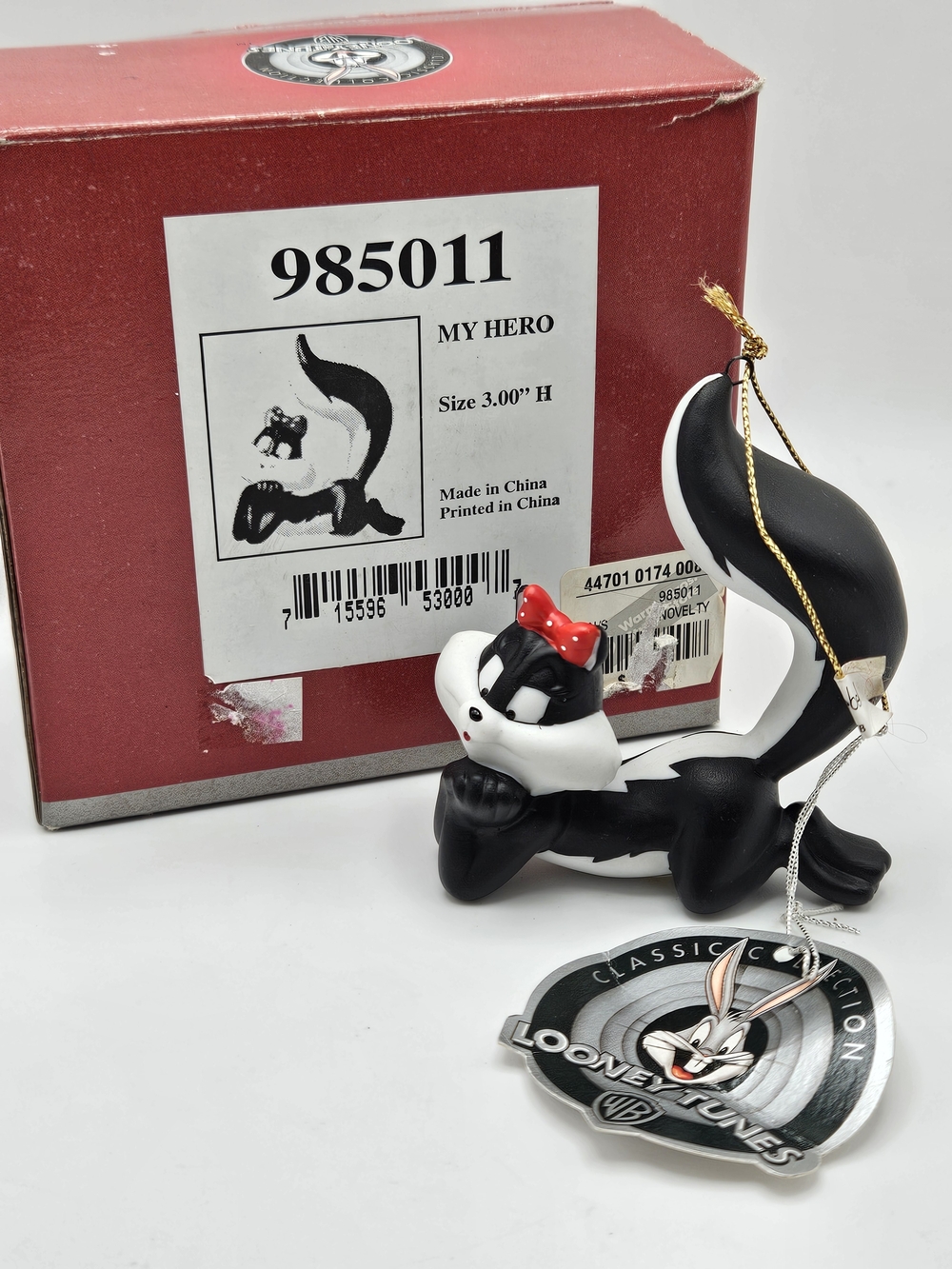 NEW VINTAGE Goebel Looney Tunes Porcelain Ornament Penelope My Hero Pepe La Pew